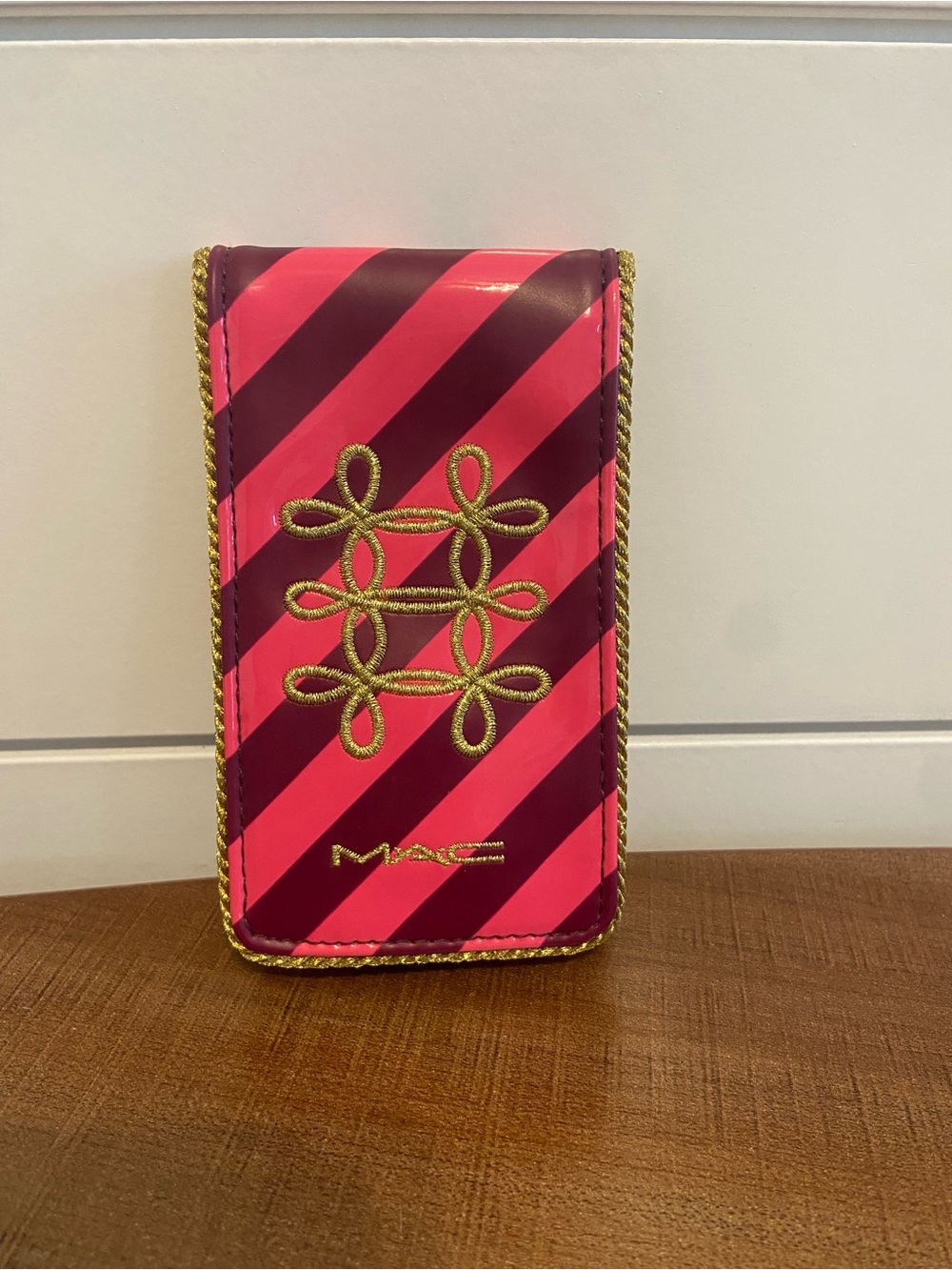 MAC Cosmetics Hot Pink & Burgundy Striped lip stick case. No lipstick included.
